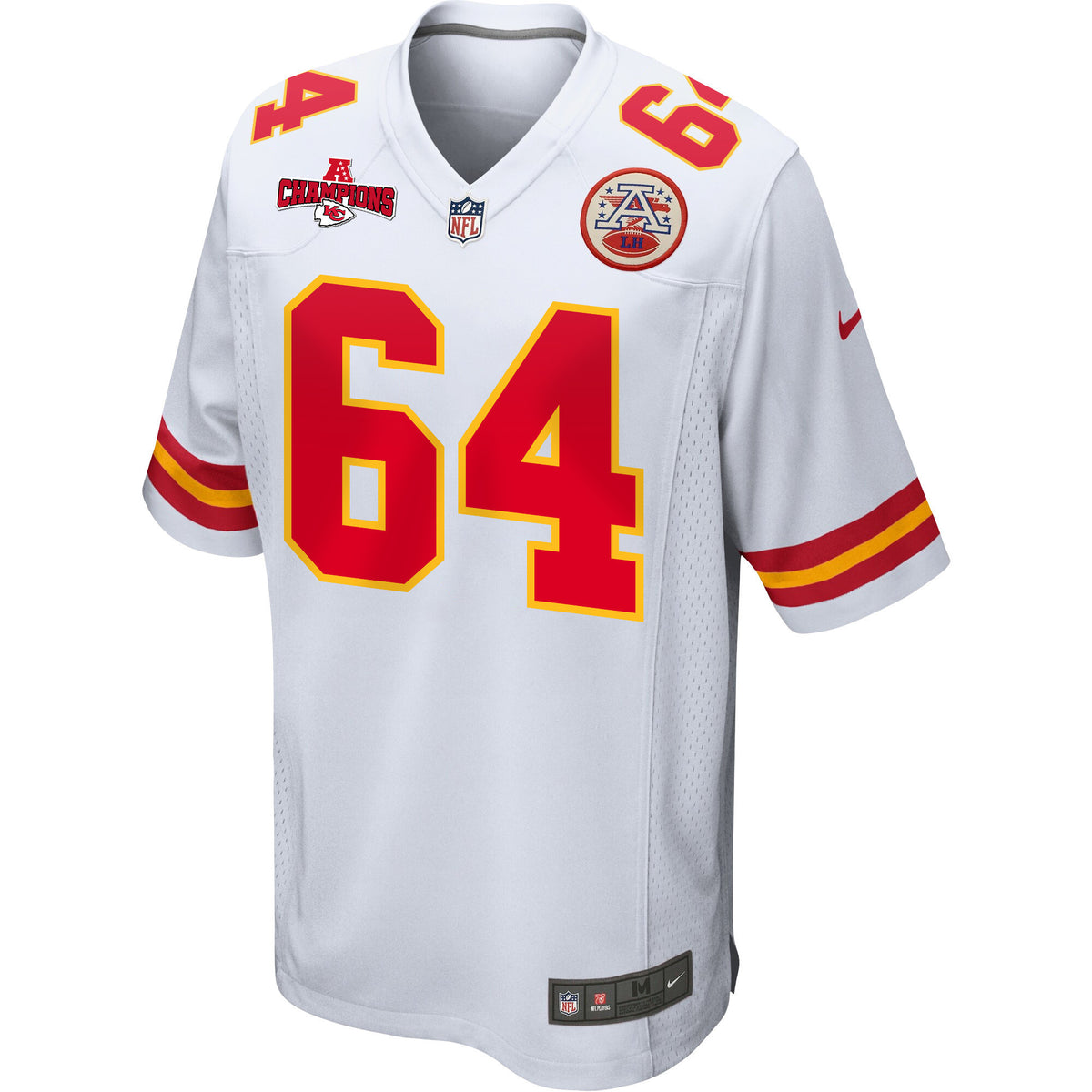 Wanya Morris 64 Kansas City Chiefs AFC Champions Patch Game Men Jersey - White