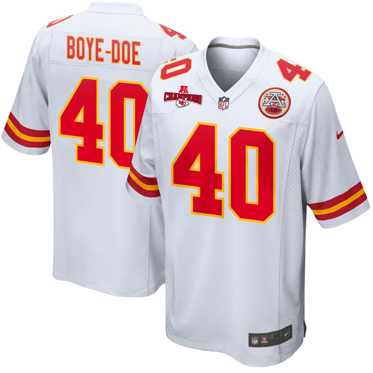 Ekow Boye-Doe 40 Kansas City Chiefs AFC Champions Patch Game Men Jersey - White