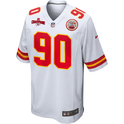 Charles Omenihu 90 Kansas City Chiefs AFC Champions Patch Game Men Jersey - White