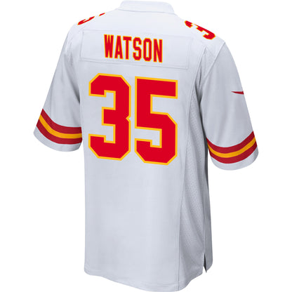 Jaylen Watson 35 Kansas City Chiefs AFC Champions Patch Game Men Jersey - White