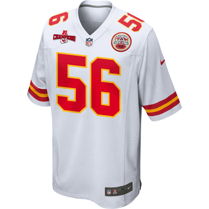 George Karlaftis 56 Kansas City Chiefs AFC Champions Patch Game Men Jersey - White
