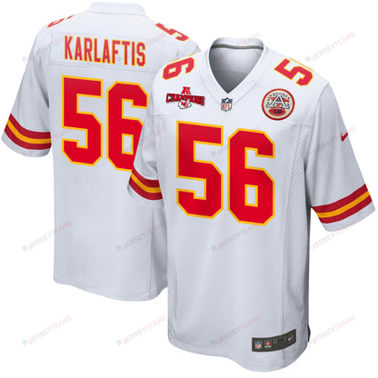 George Karlaftis 56 Kansas City Chiefs AFC Champions Patch Game Men Jersey - White
