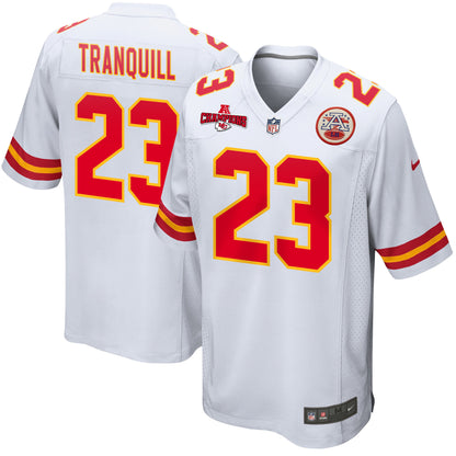 Drue Tranquill 23 Kansas City Chiefs AFC Champions Patch Game Men Jersey - White