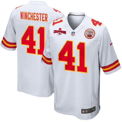 James Winchester 41 Kansas City Chiefs AFC Champions Patch Game Men Jersey - White