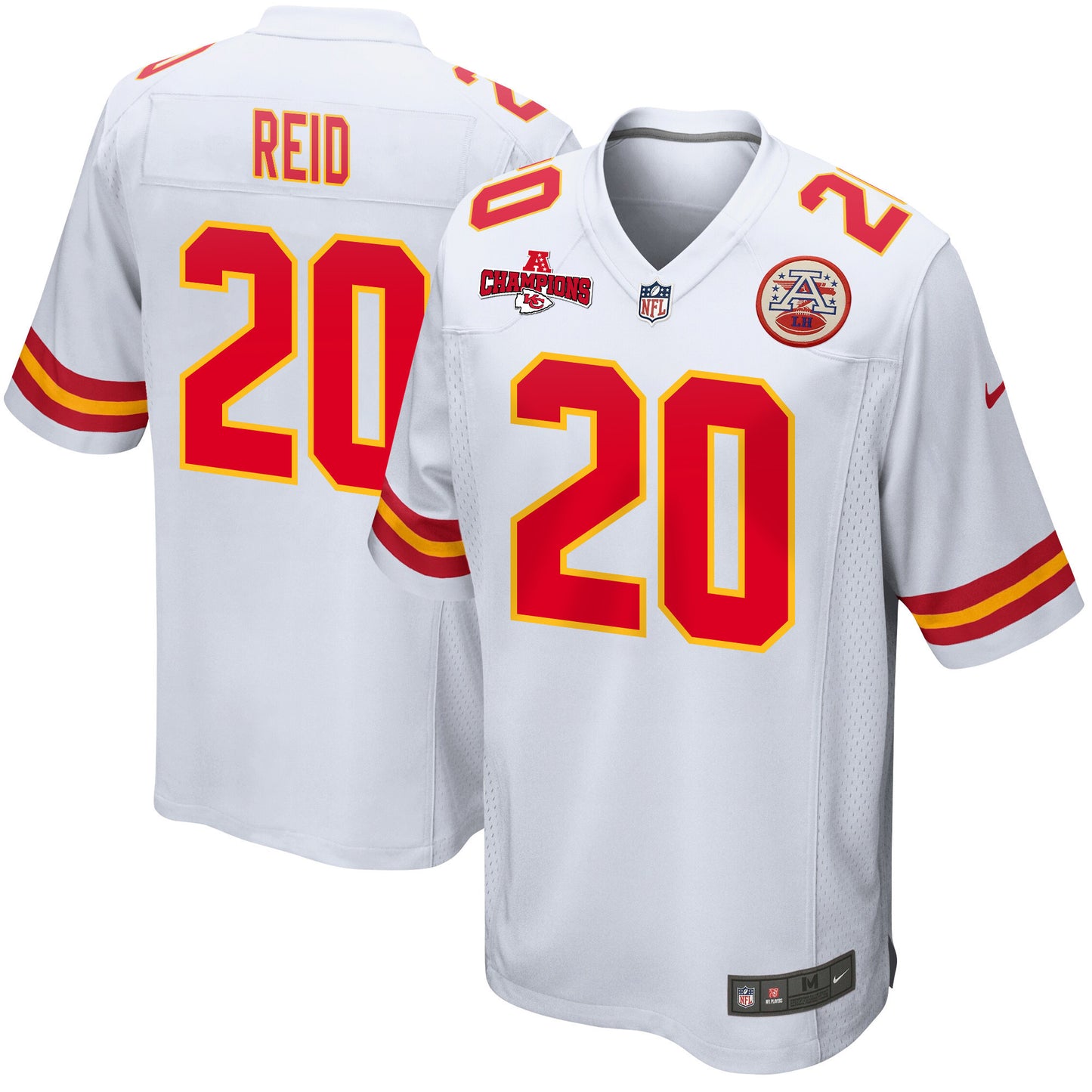 Justin Reid 20 Kansas City Chiefs AFC Champions Patch Game Men Jersey - White