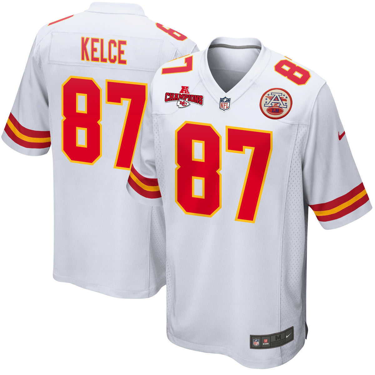 Travis Kelce 87 Kansas City Chiefs AFC Champions Patch Game Men Jersey - White