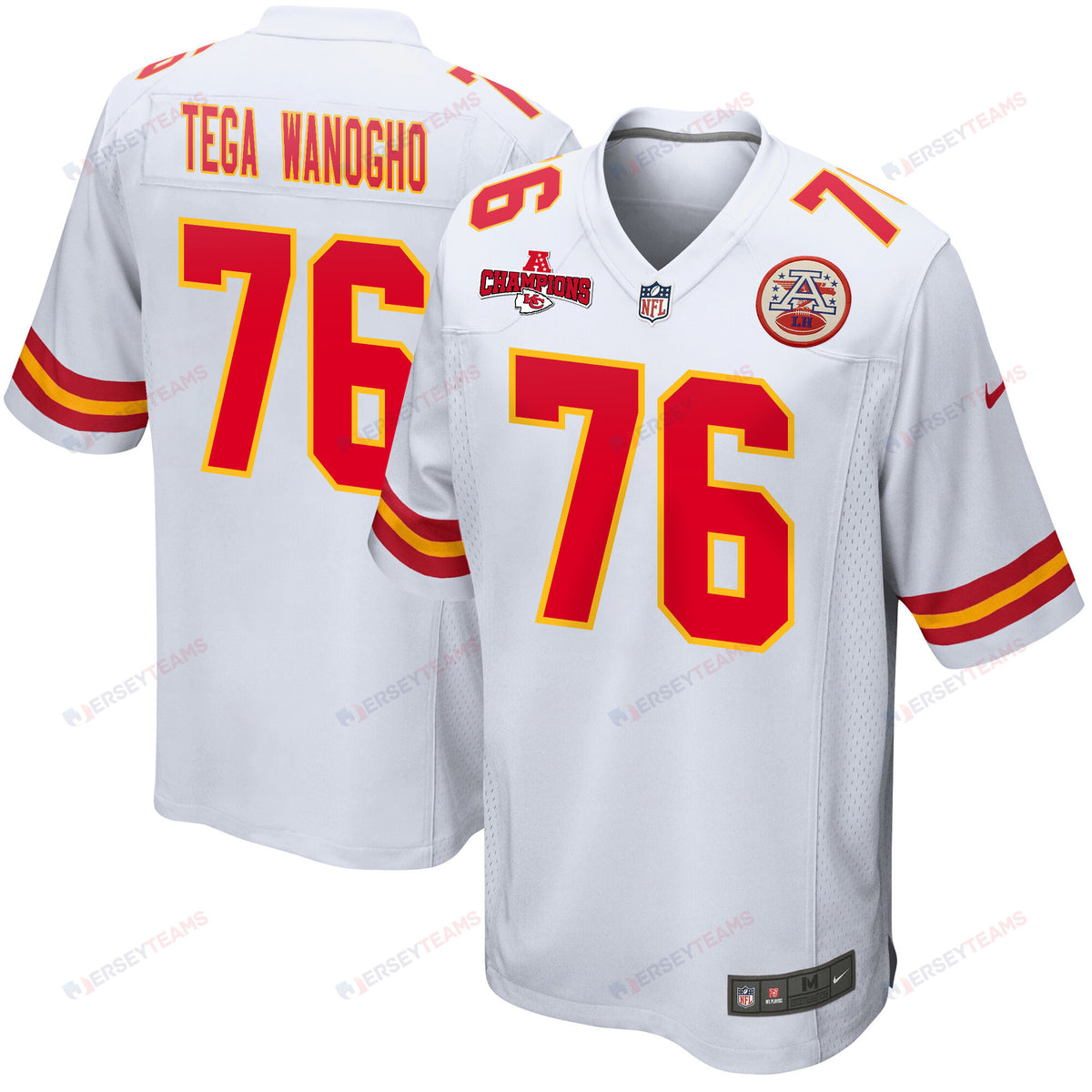 Prince Tega Wanogho 76 Kansas City Chiefs AFC Champions Patch Game Men Jersey - White