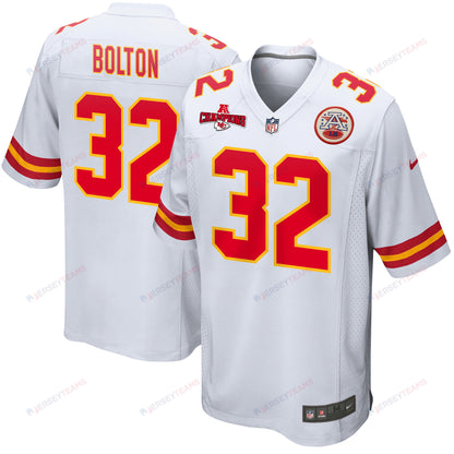 Nick Bolton 32 Kansas City Chiefs AFC Champions Patch Game Men Jersey - White