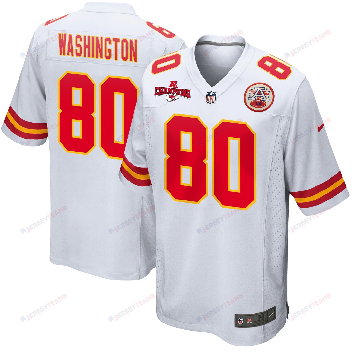Montrell Washington 80 Kansas City Chiefs AFC Champions Patch Game Men Jersey - White