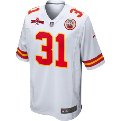 Nic Jones 31 Kansas City Chiefs AFC Champions Patch Game Men Jersey - White