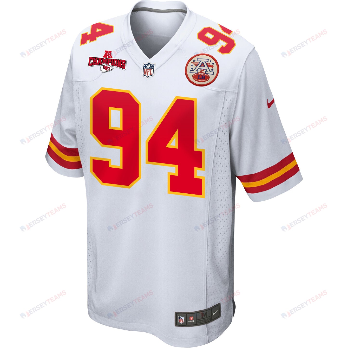 Malik Herring 94 Kansas City Chiefs AFC Champions Patch Game Men Jersey - White