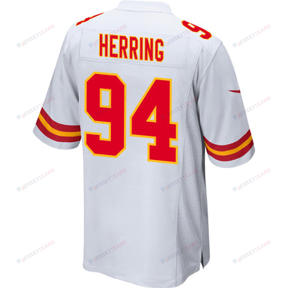 Malik Herring 94 Kansas City Chiefs AFC Champions Patch Game Men Jersey - White