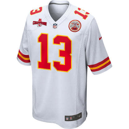 Nazeeh Johnson 13 Kansas City Chiefs AFC Champions Patch Game Men Jersey - White