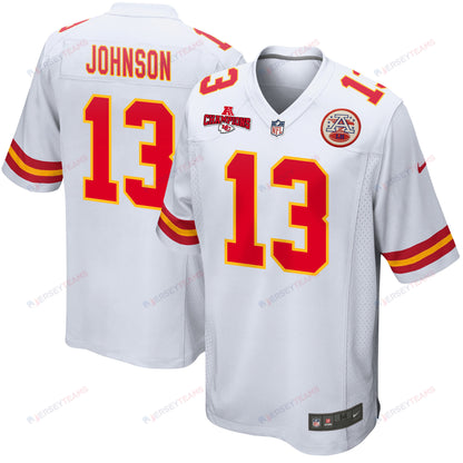 Nazeeh Johnson 13 Kansas City Chiefs AFC Champions Patch Game Men Jersey - White