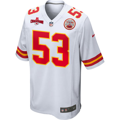 BJ Thompson 53 Kansas City Chiefs AFC Champions Patch Game Men Jersey - White