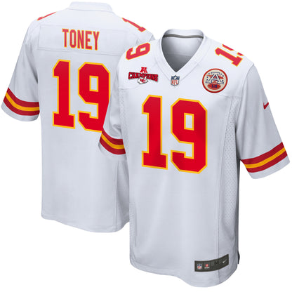 Kadarius Toney 19 Kansas City Chiefs AFC Champions Patch Game Men Jersey - White