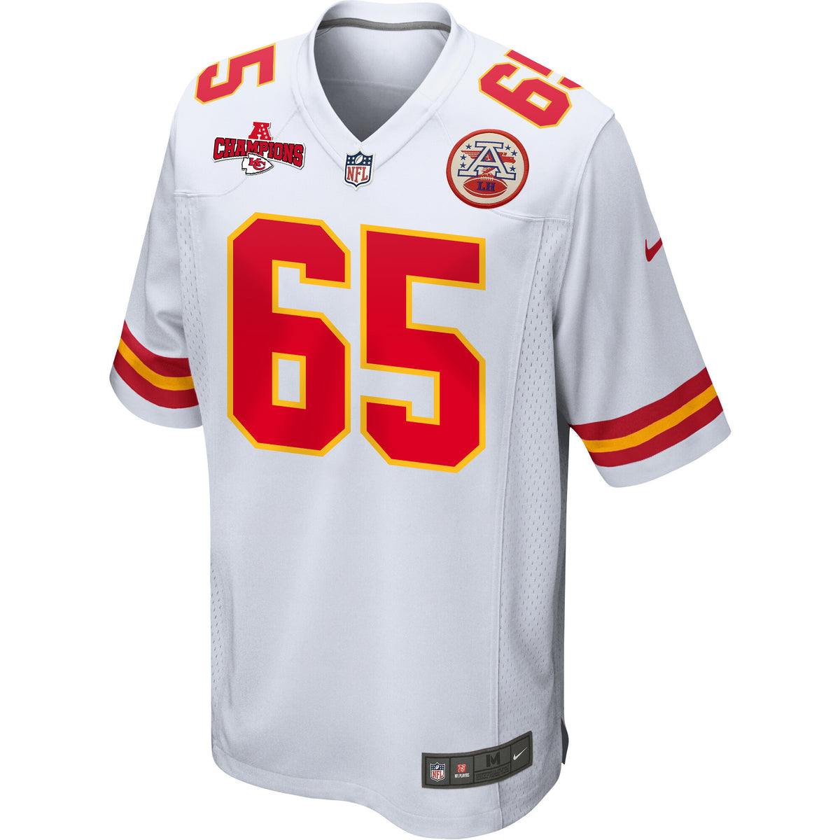 Trey Smith 65 Kansas City Chiefs AFC Champions Patch Game Men Jersey - White