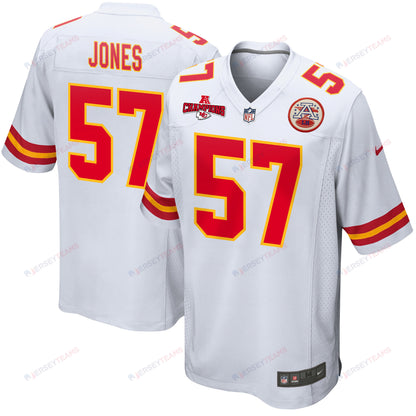 Truman Jones 57 Kansas City Chiefs AFC Champions Patch Game Men Jersey - White