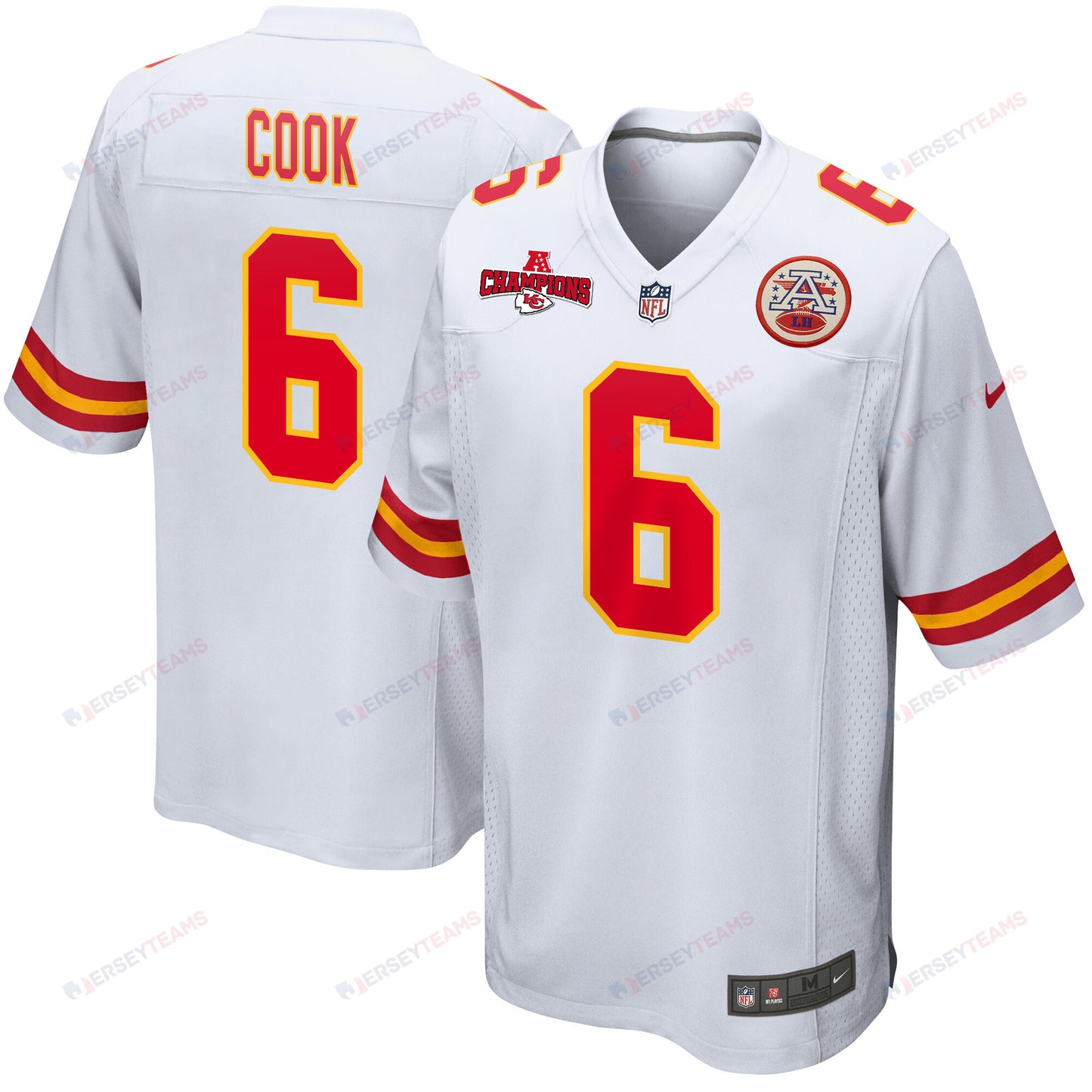 Bryan Cook 6 Kansas City Chiefs AFC Champions Patch Game Men Jersey - White