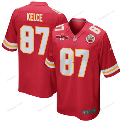 Travis Kelce 87 Kansas City Chiefs AFC Champions Patch Game Men Jersey - Red