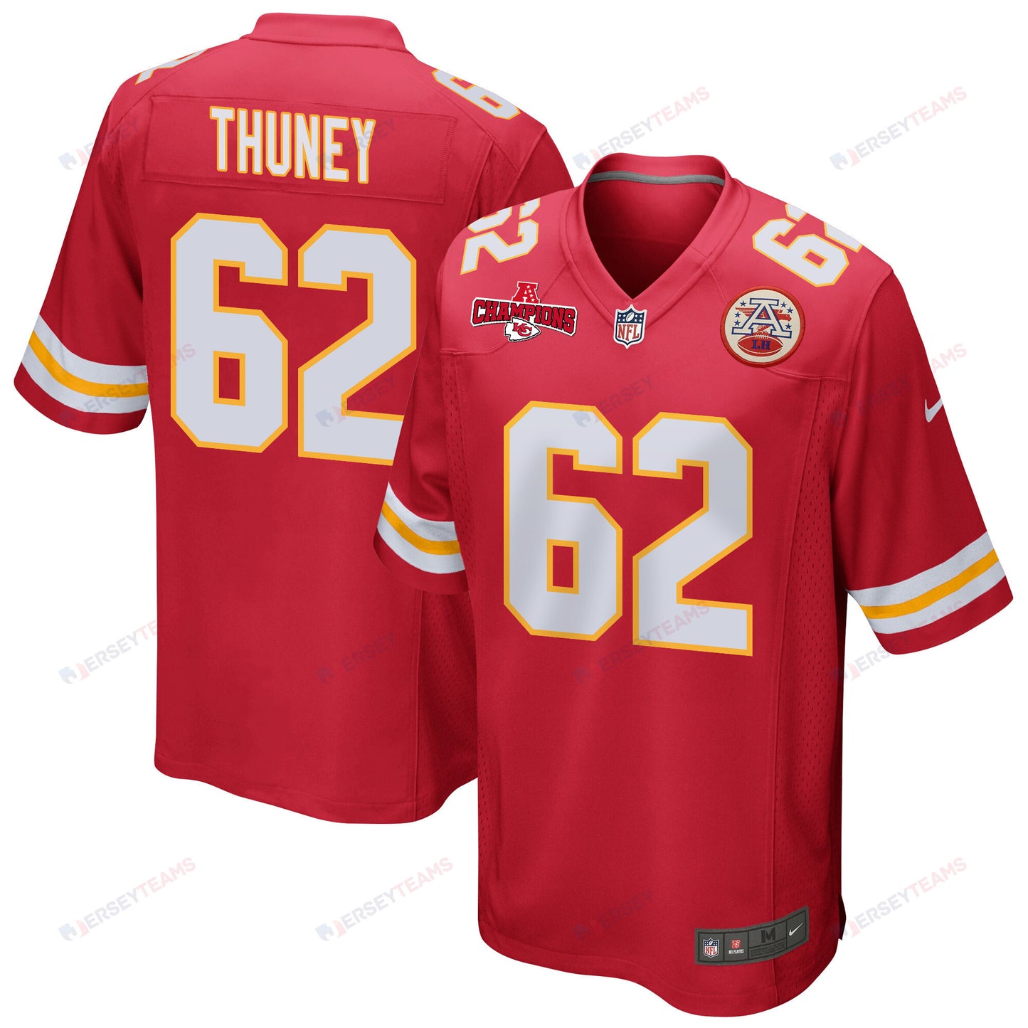 Joe Thuney 62 Kansas City Chiefs AFC Champions Patch Game Men Jersey - Red