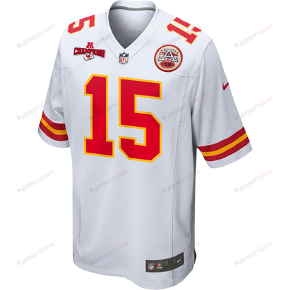 Patrick Mahomes 15 Kansas City Chiefs AFC Champions Patch Game Men Jersey - White