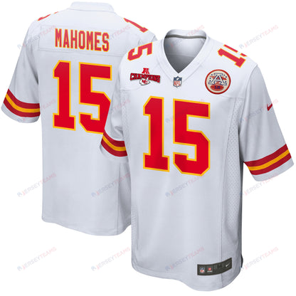 Patrick Mahomes 15 Kansas City Chiefs AFC Champions Patch Game Men Jersey - White