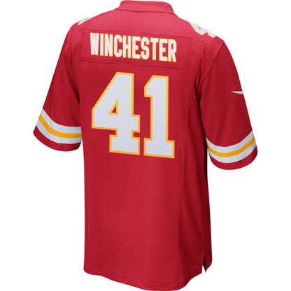 James Winchester 41 Kansas City Chiefs AFC Champions Patch Game Men Jersey - Red