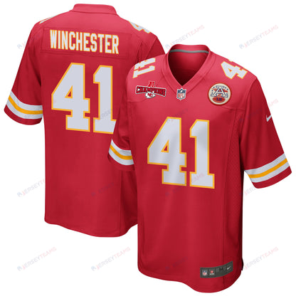 James Winchester 41 Kansas City Chiefs AFC Champions Patch Game Men Jersey - Red