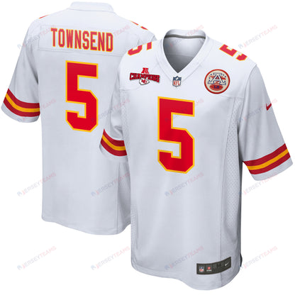 Tommy Townsend 5 Kansas City Chiefs AFC Champions Patch Game Men Jersey - White
