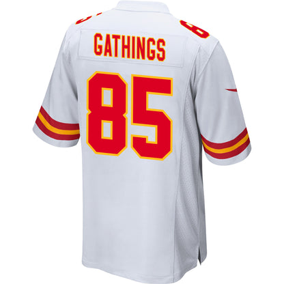 Izaiah Gathings 85 Kansas City Chiefs AFC Champions Patch Game Men Jersey - White