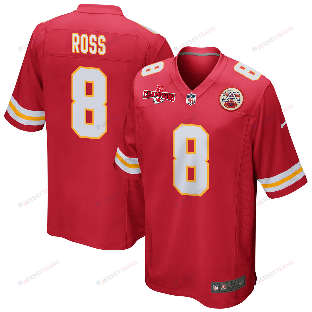 Justyn Ross 8 Kansas City Chiefs AFC Champions Patch Game Men Jersey - Red
