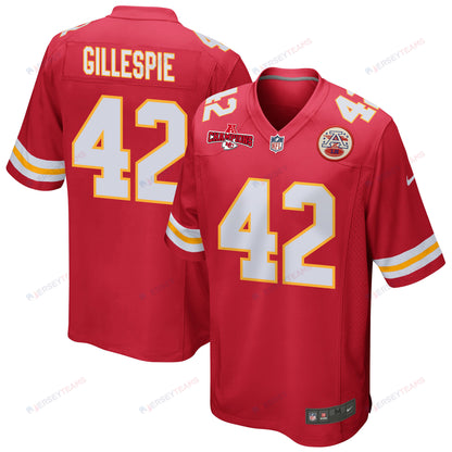 Tyree Gillespie 42 Kansas City Chiefs AFC Champions Patch Game Men Jersey - Red