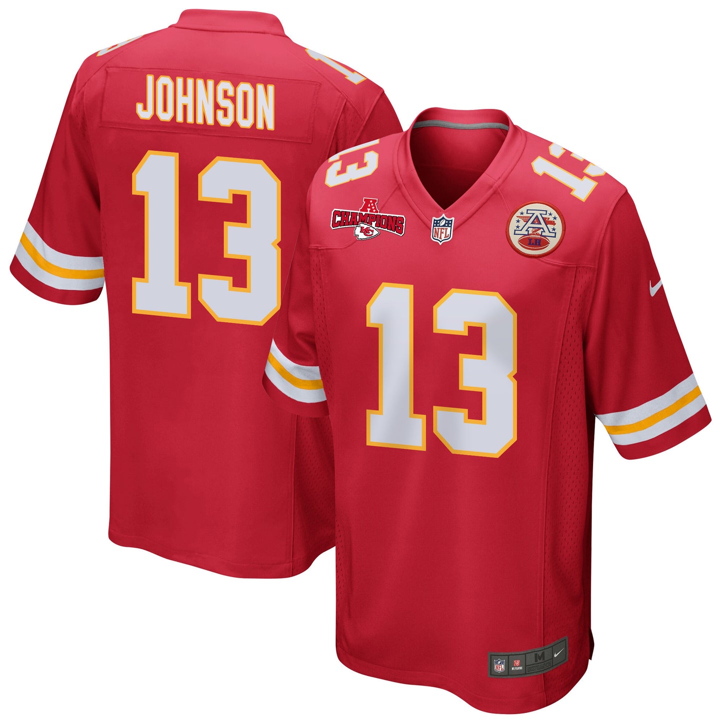 Nazeeh Johnson 13 Kansas City Chiefs AFC Champions Patch Game Men Jersey - Red