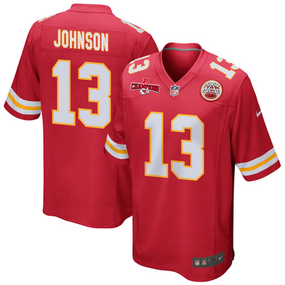 Nazeeh Johnson 13 Kansas City Chiefs AFC Champions Patch Game Men Jersey - Red