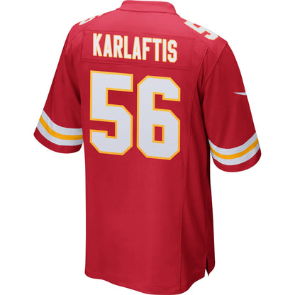 George Karlaftis 56 Kansas City Chiefs AFC Champions Patch Game Men Jersey - Red