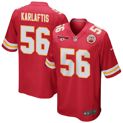George Karlaftis 56 Kansas City Chiefs AFC Champions Patch Game Men Jersey - Red