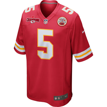 Tommy Townsend 5 Kansas City Chiefs AFC Champions Patch Game Men Jersey - Red
