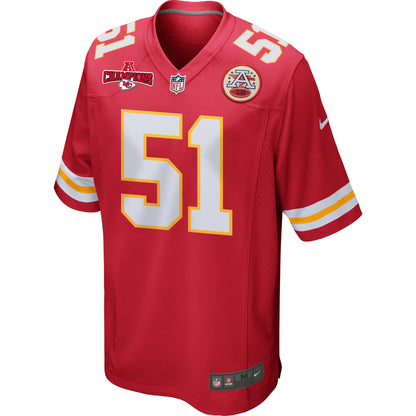 Mike Danna 51 Kansas City Chiefs AFC Champions Patch Game Men Jersey - Red