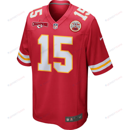 Patrick Mahomes 15 Kansas City Chiefs AFC Champions Patch Game Men Jersey - Red