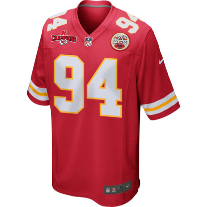Malik Herring 94 Kansas City Chiefs AFC Champions Patch Game Men Jersey - Red