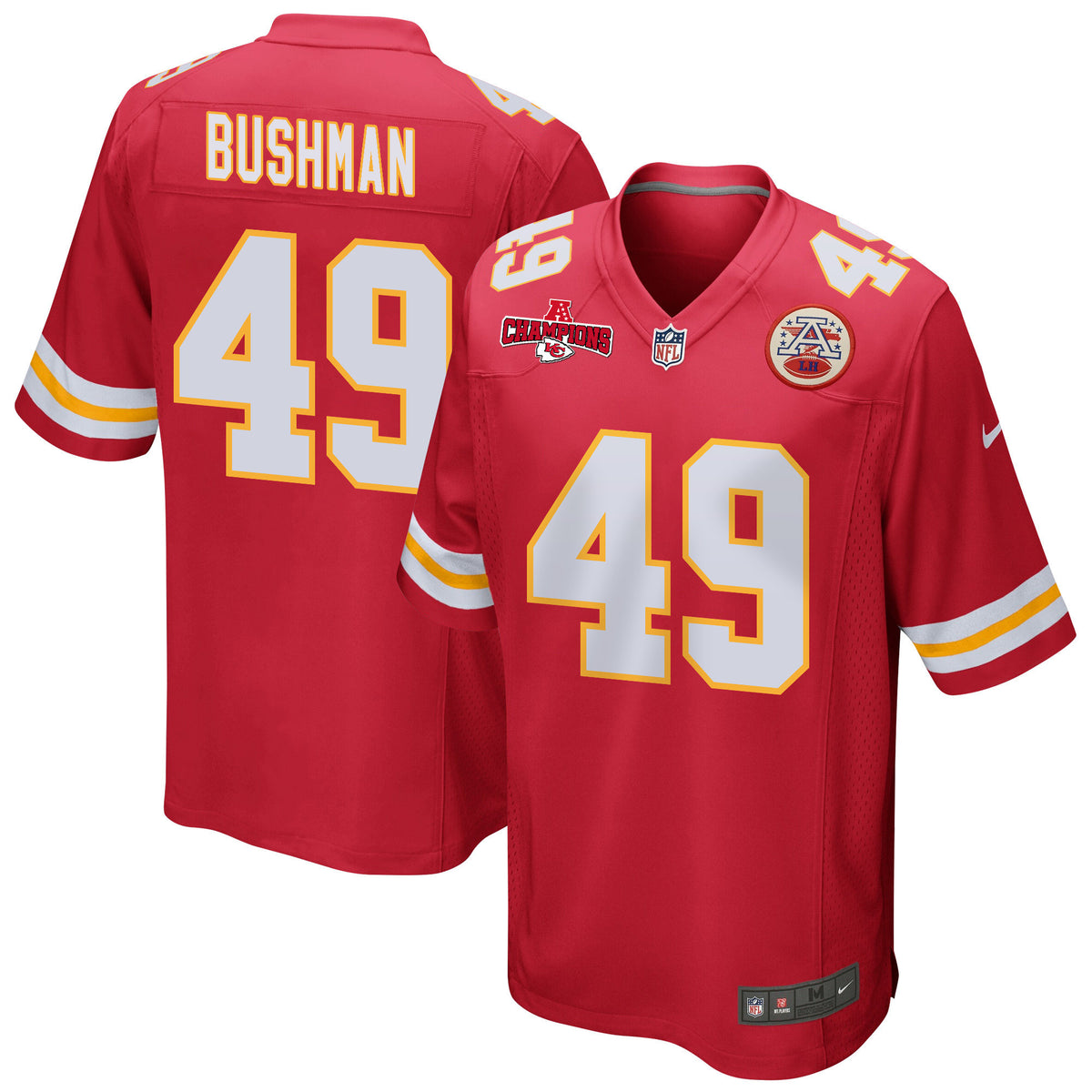 Matt Bushman 49 Kansas City Chiefs AFC Champions Patch Game Men Jersey - Red