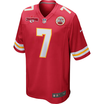 Harrison Butker 7 Kansas City Chiefs AFC Champions Patch Game Men Jersey - Red