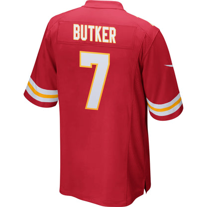 Harrison Butker 7 Kansas City Chiefs AFC Champions Patch Game Men Jersey - Red