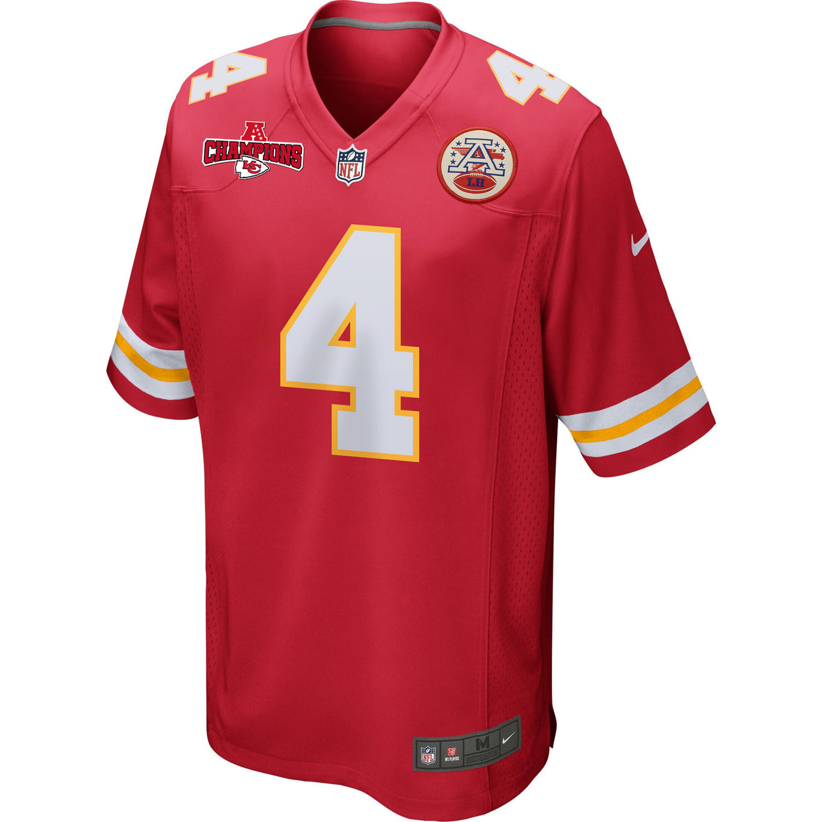Rashee Rice 4 Kansas City Chiefs AFC Champions Patch Game Men Jersey - Red