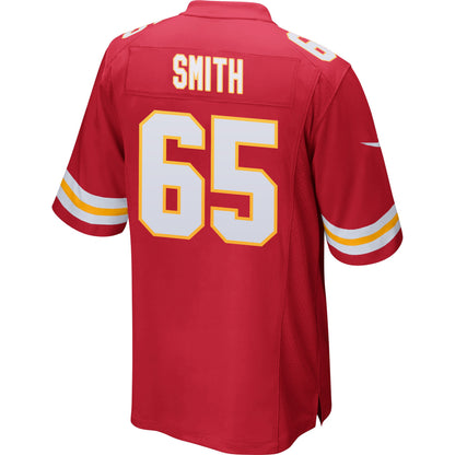 Trey Smith 65 Kansas City Chiefs AFC Champions Patch Game Men Jersey - Red