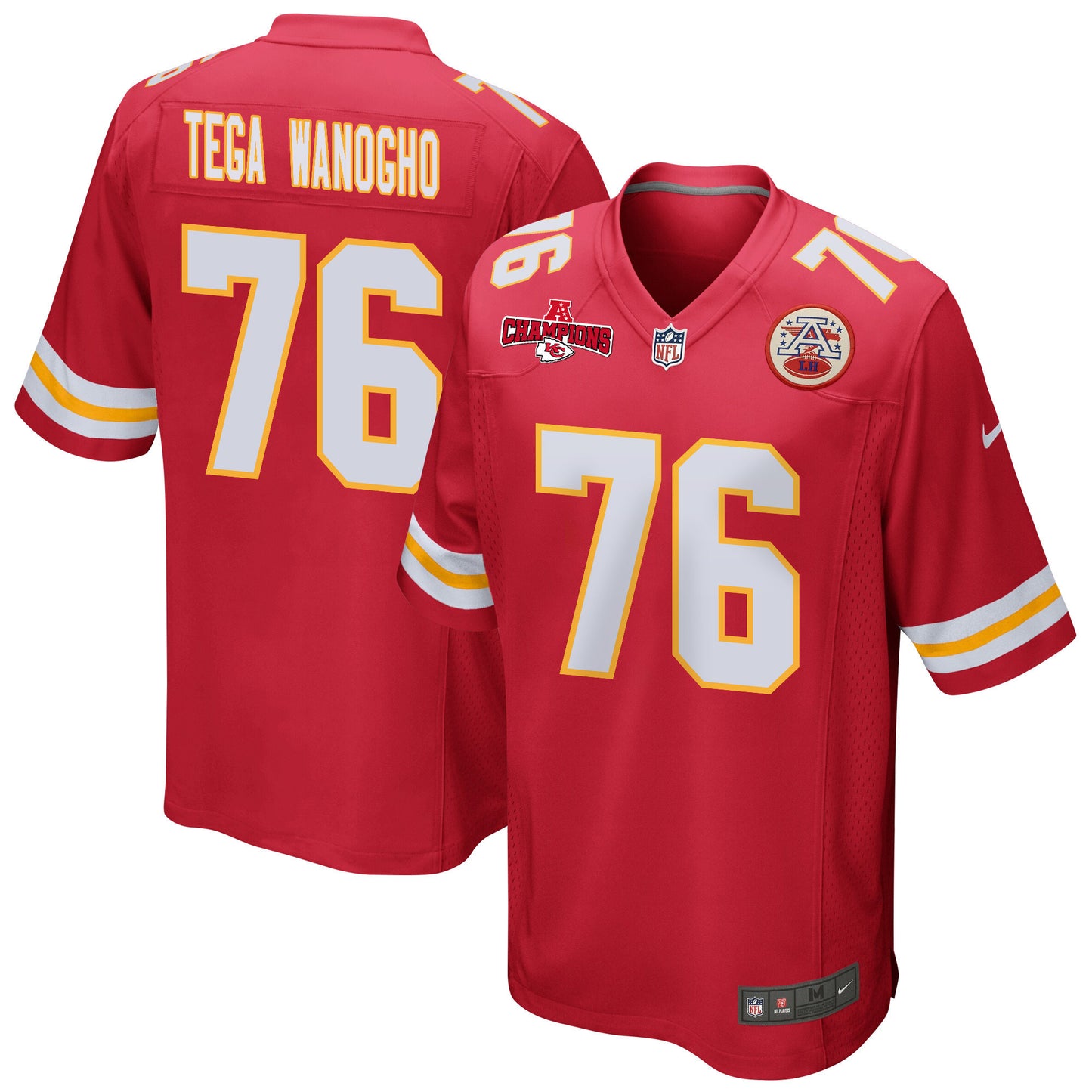 Prince Tega Wanogho 76 Kansas City Chiefs AFC Champions Patch Game Men Jersey - Red