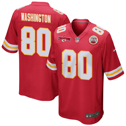Montrell Washington 80 Kansas City Chiefs AFC Champions Patch Game Men Jersey - Red