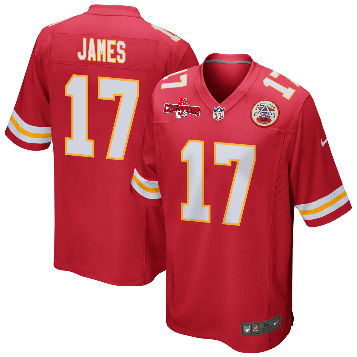 Richie James 17 Kansas City Chiefs AFC Champions Patch Game Men Jersey - Red