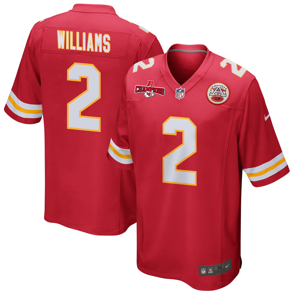 Joshua Williams 2 Kansas City Chiefs AFC Champions Patch Game Men Jersey - Red